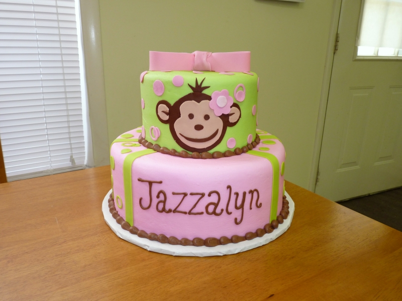 Pink Mod Monkey Birthday Cake