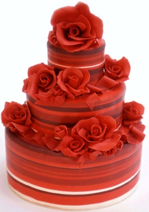 big red layer cake