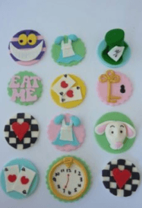 Alice in wonderland cupcake decorations
