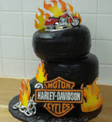 Harley Davidson flaming cake decorations