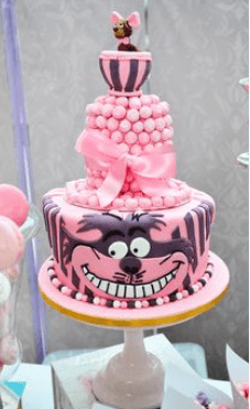 Pink Alice in wonderland cake decorations