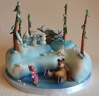 masha and the bear forest cake