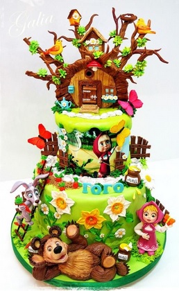 masha and the bear house cake